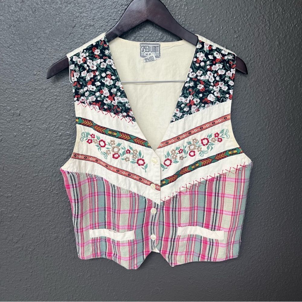 Vintage mixed printed speed limit mph vest medium cotton